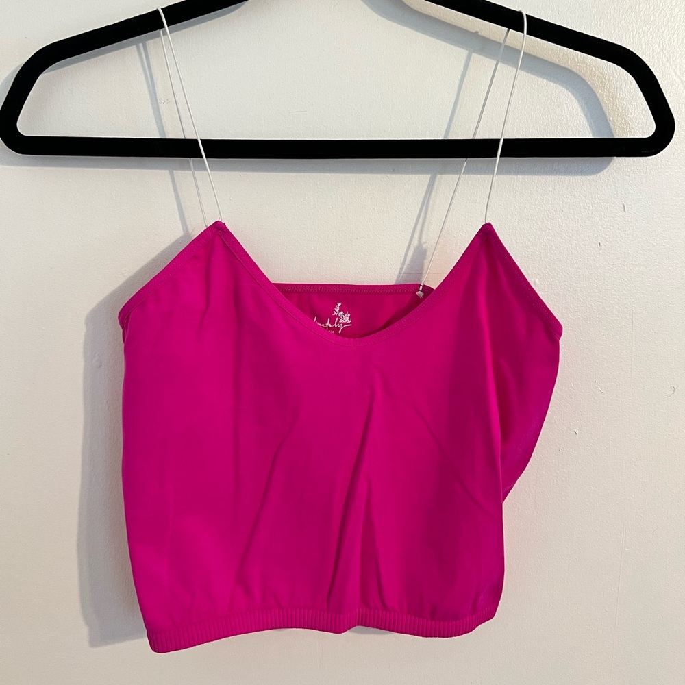 Hot Pink Free People cropped tank M/L